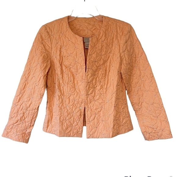 Sigrid Olsen Quilted Jacket Pink Peach Sz Small Petite - Picture 1 of 9